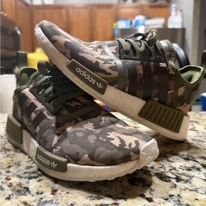 Adidas Green and Brown Camouflage Sneakers